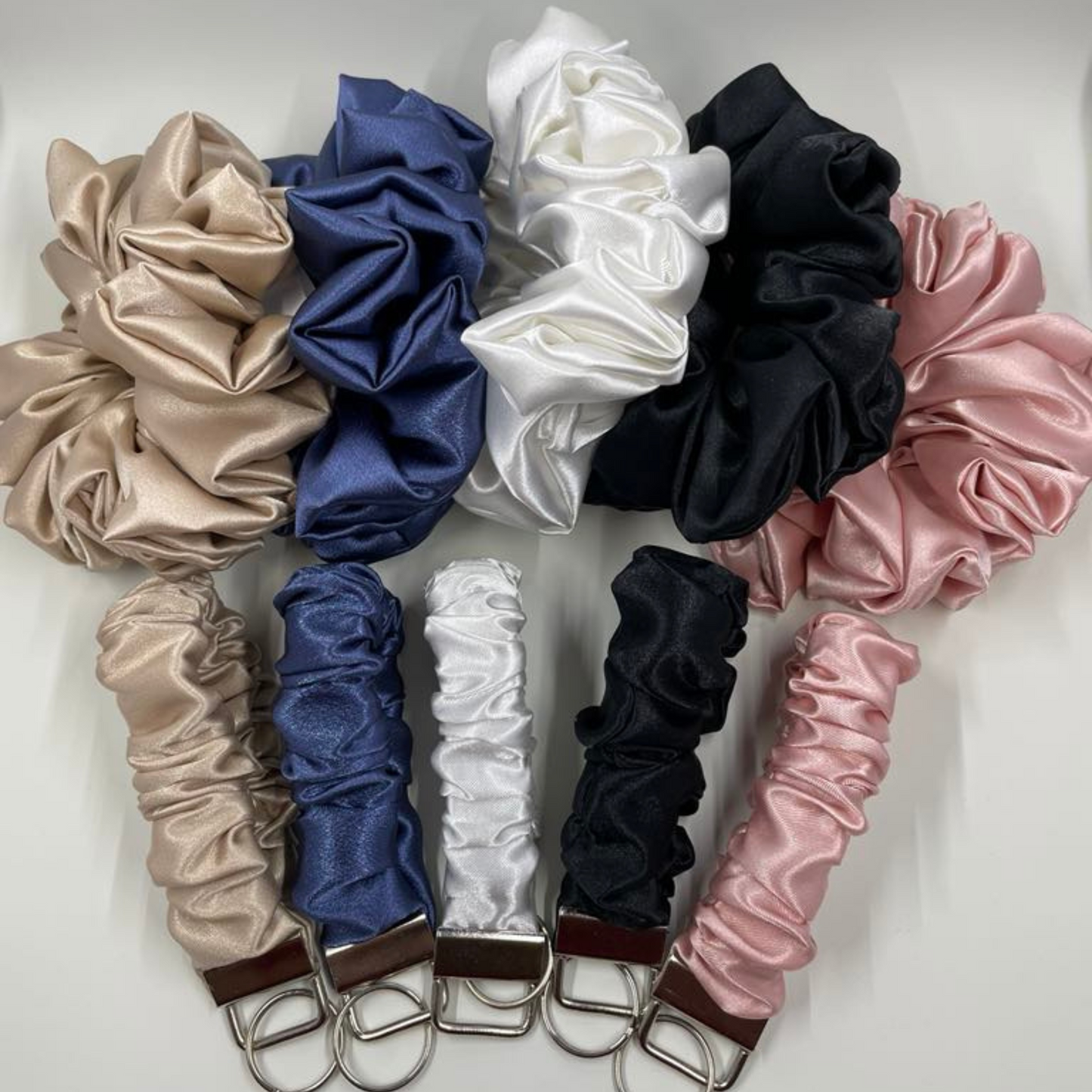 THE WEDDING WHITE SATIN SCRUNCHIE KEYCHAIN