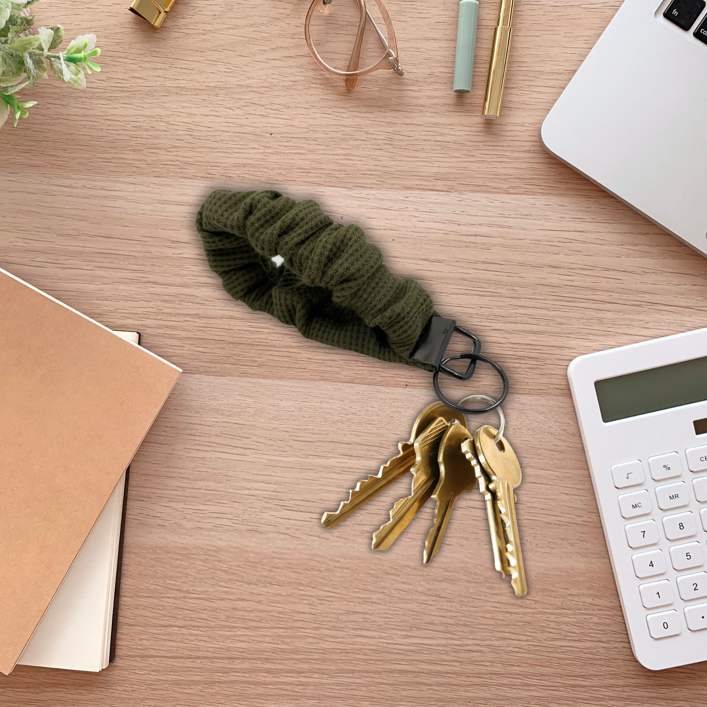 THE OBSESSIVELY OLIVE SCRUNCHIE KEYCHAIN