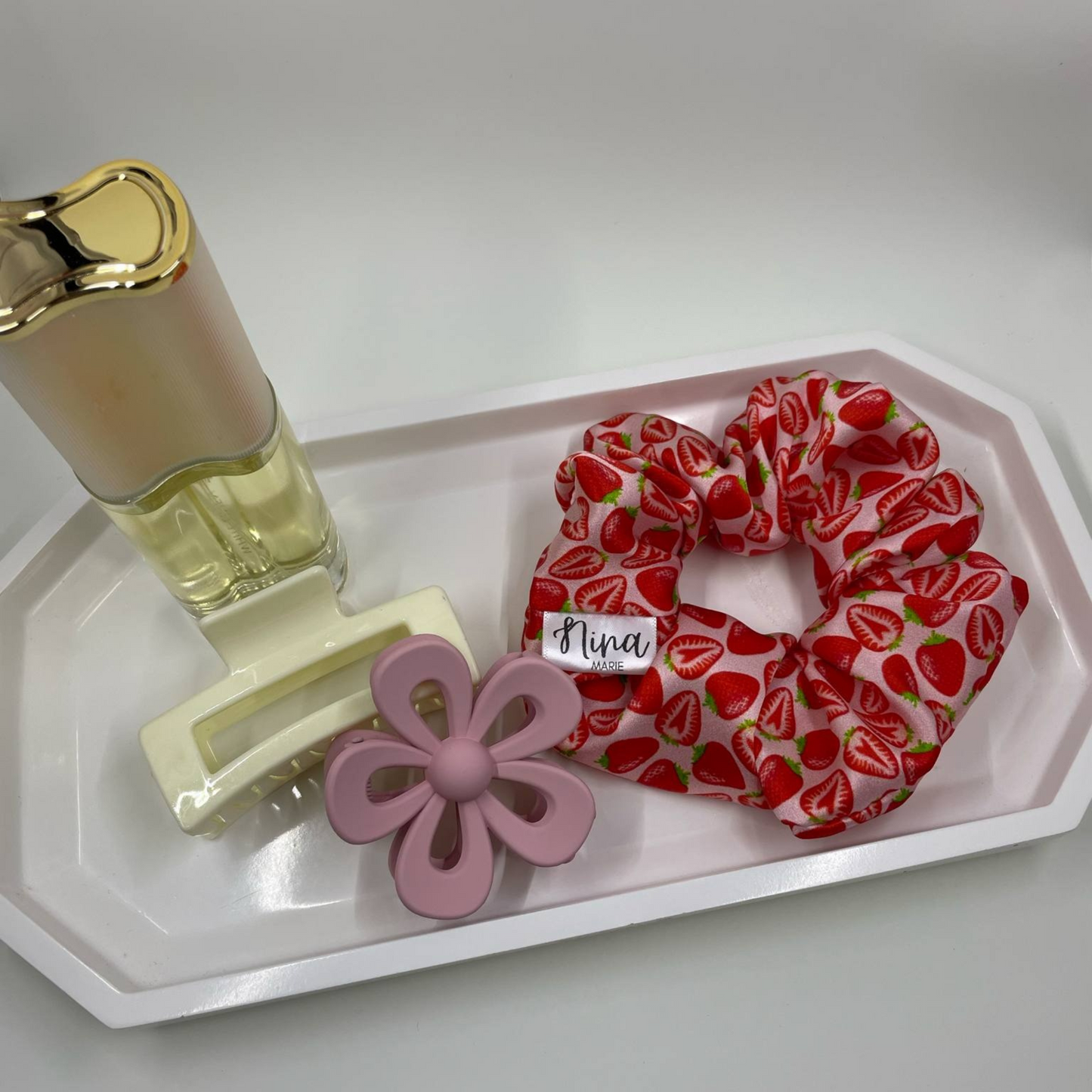 THE STRAWBERRY FIELDS SILK SCRUNCHIE
