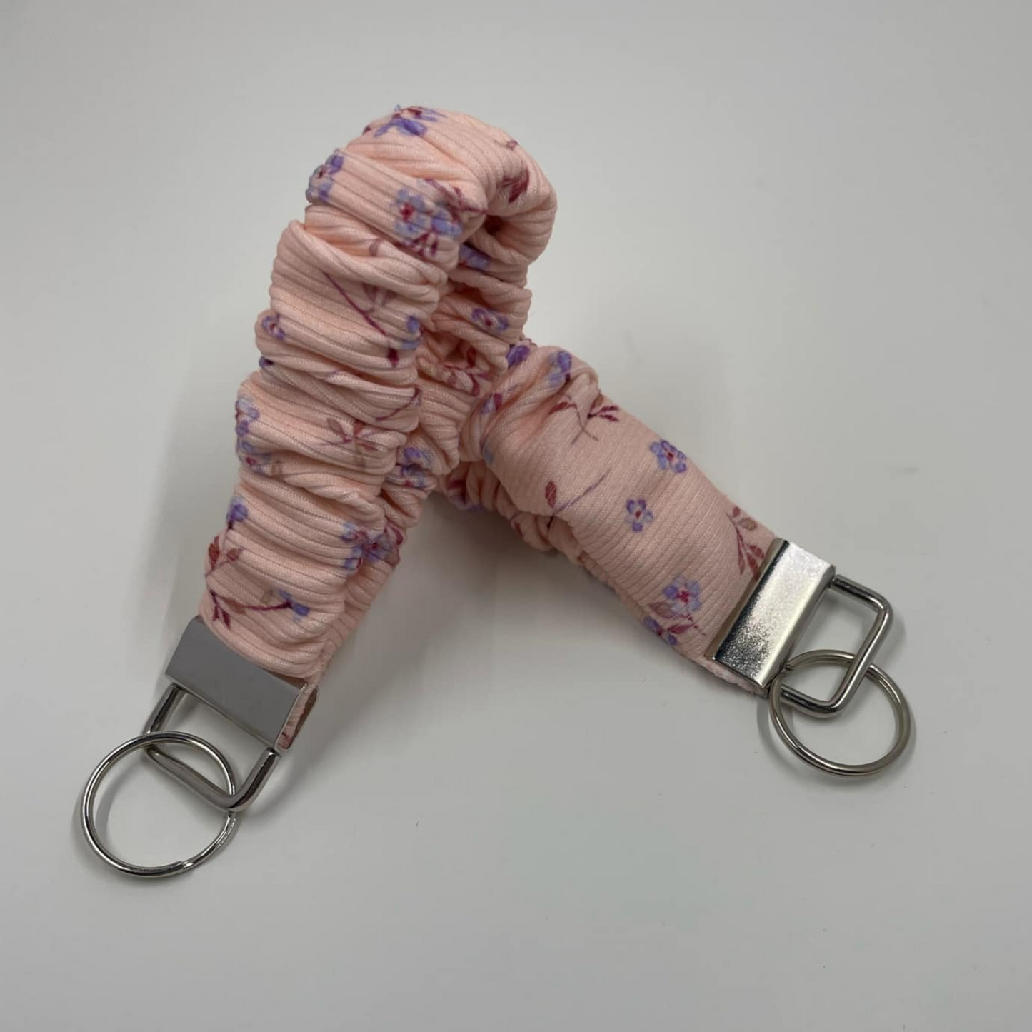 THE VIOLETS ON PINK SCRUNCHIE KEYCHAIN