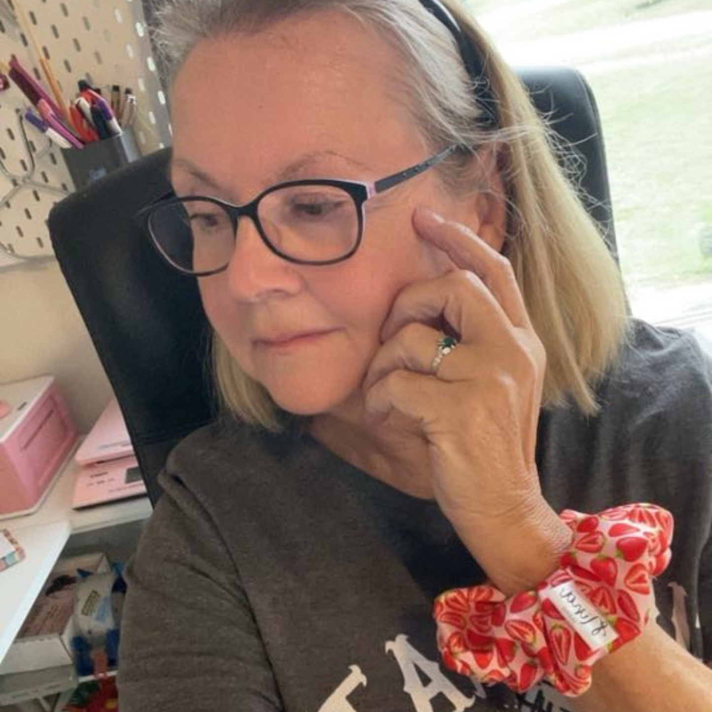 THE STRAWBERRY FIELDS SILK SCRUNCHIE