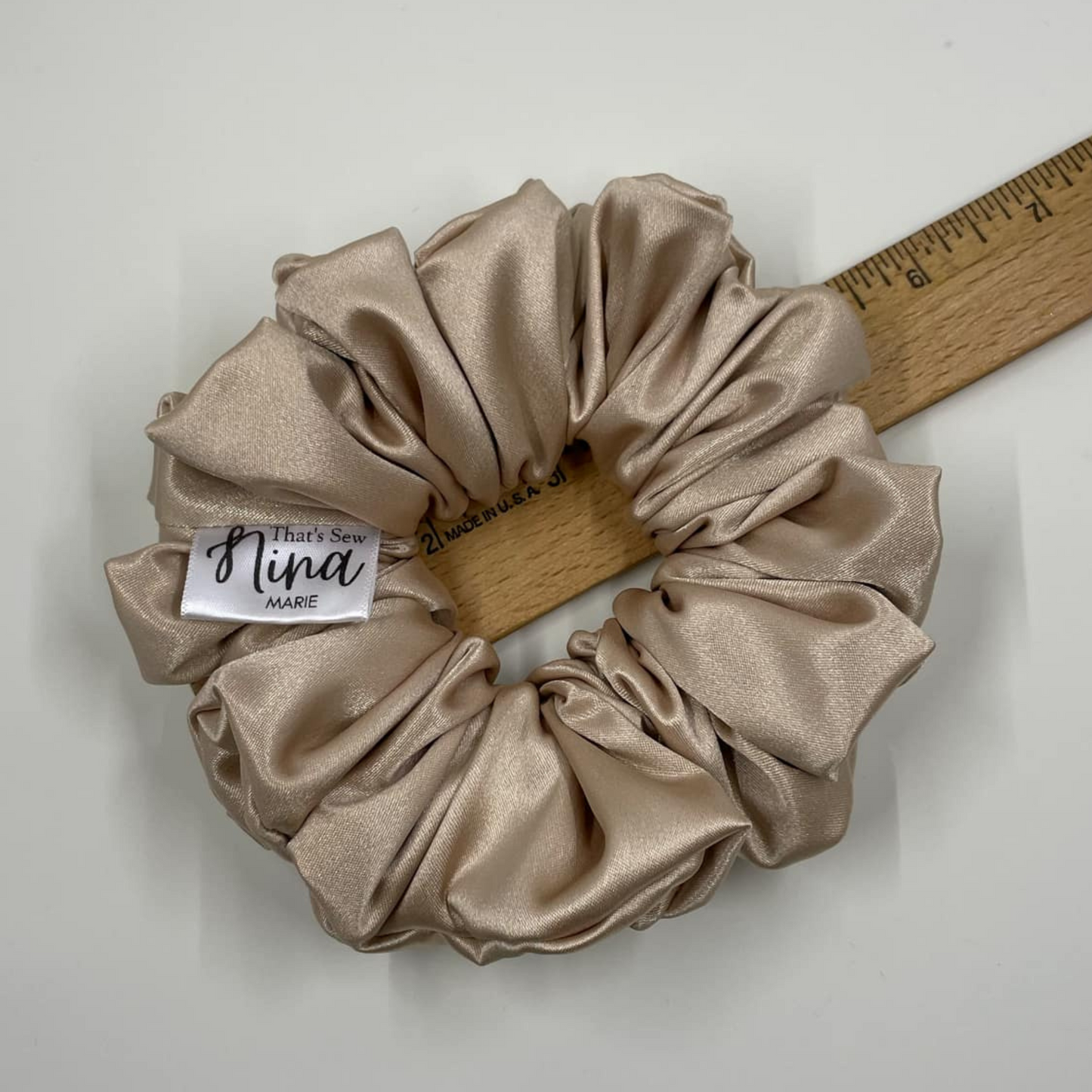 THE PROSECCO GOLD SATIN XL HAIR SCRUNCHIE