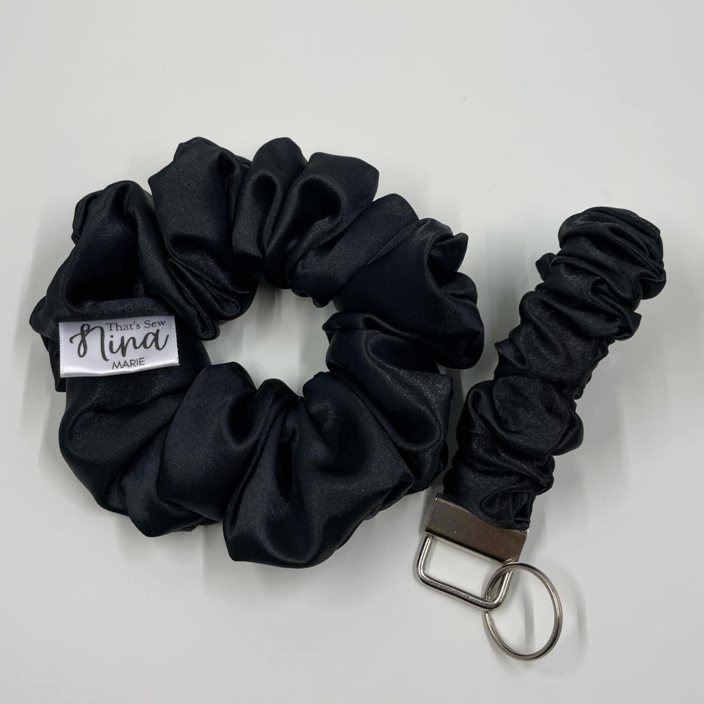 THE RAVEN BLACK SATIN SCRUNCHIE KEYCHAIN