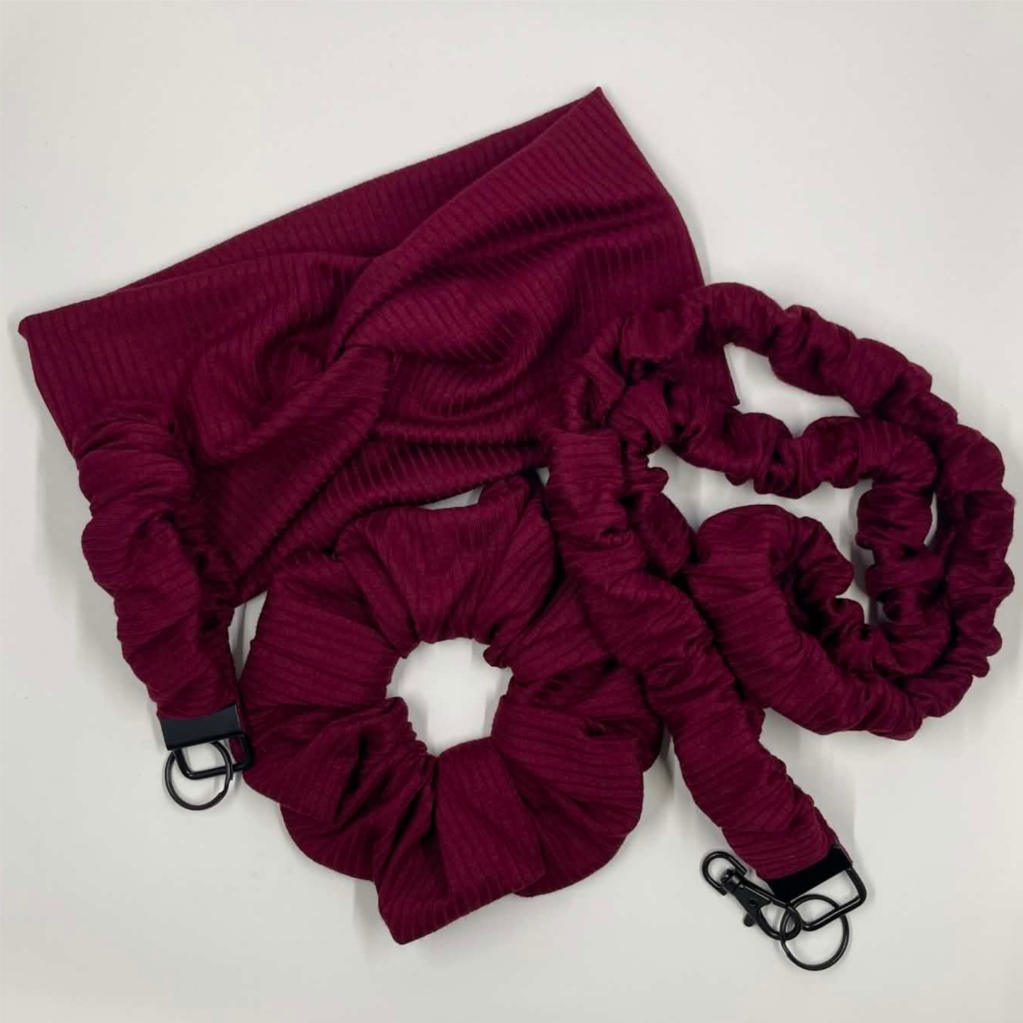 THE OVER THE MOON MAROON SCRUNCHIE KEYCHAIN