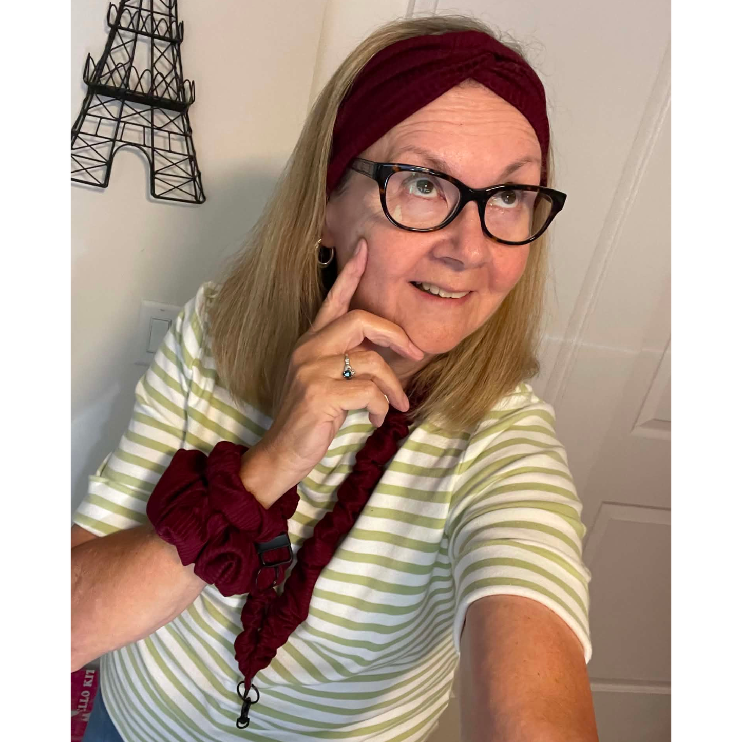 THE OVER THE MOON MAROON SCRUNCHIE KEYCHAIN
