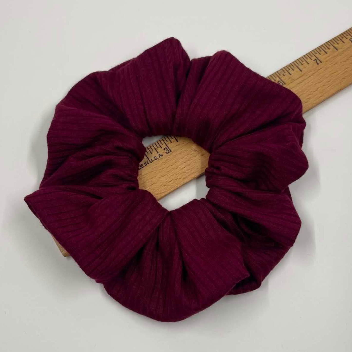 THE  OVER THE MOON MAROON HAIR SCRUNCHIE