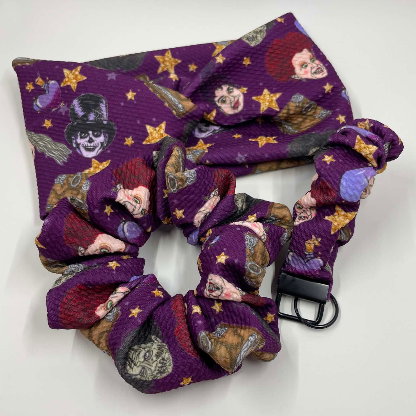 THE  WITCH SISTERS HALLOWEEN SCRUNCHIE KEYCHAIN