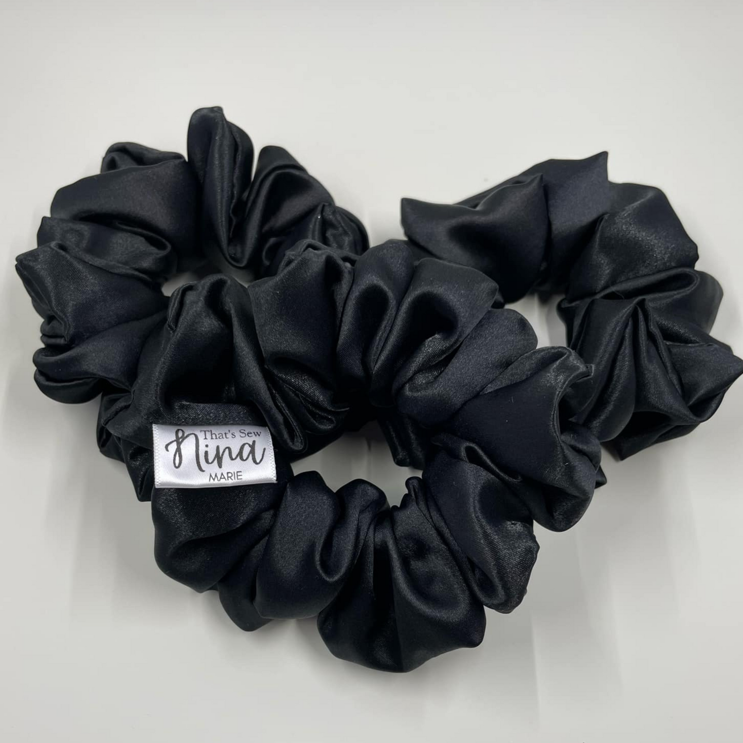 THE RAVEN BLACK SATIN XL HAIR SCRUNCHIE