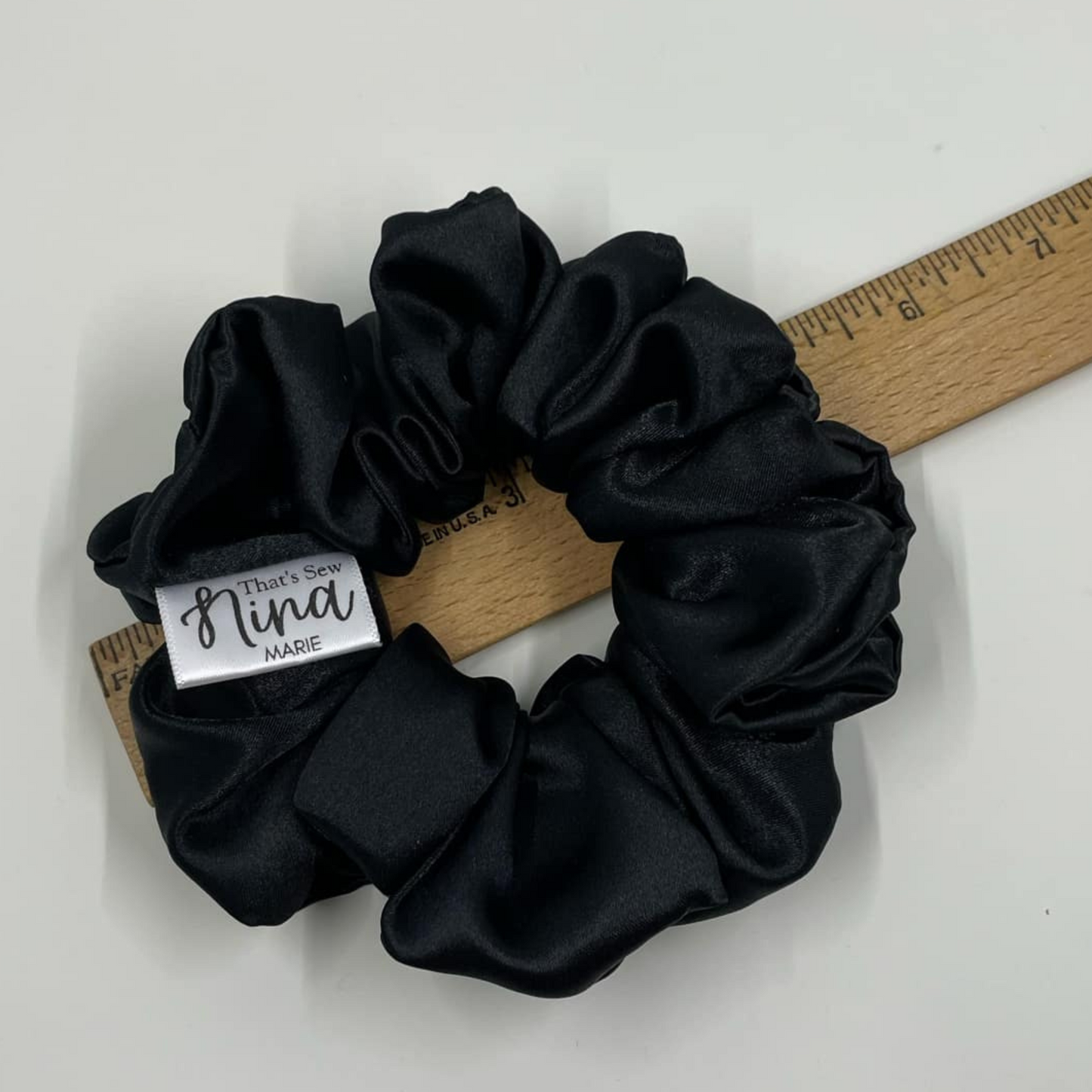 THE RAVEN BLACK SATIN XL HAIR SCRUNCHIE