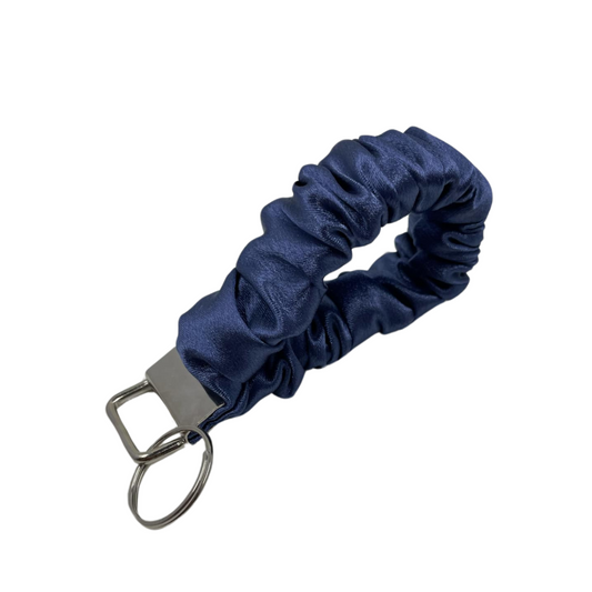 THE MIDNIGHT BLUE SATIN SCRUNCHIE KEYCHAIN