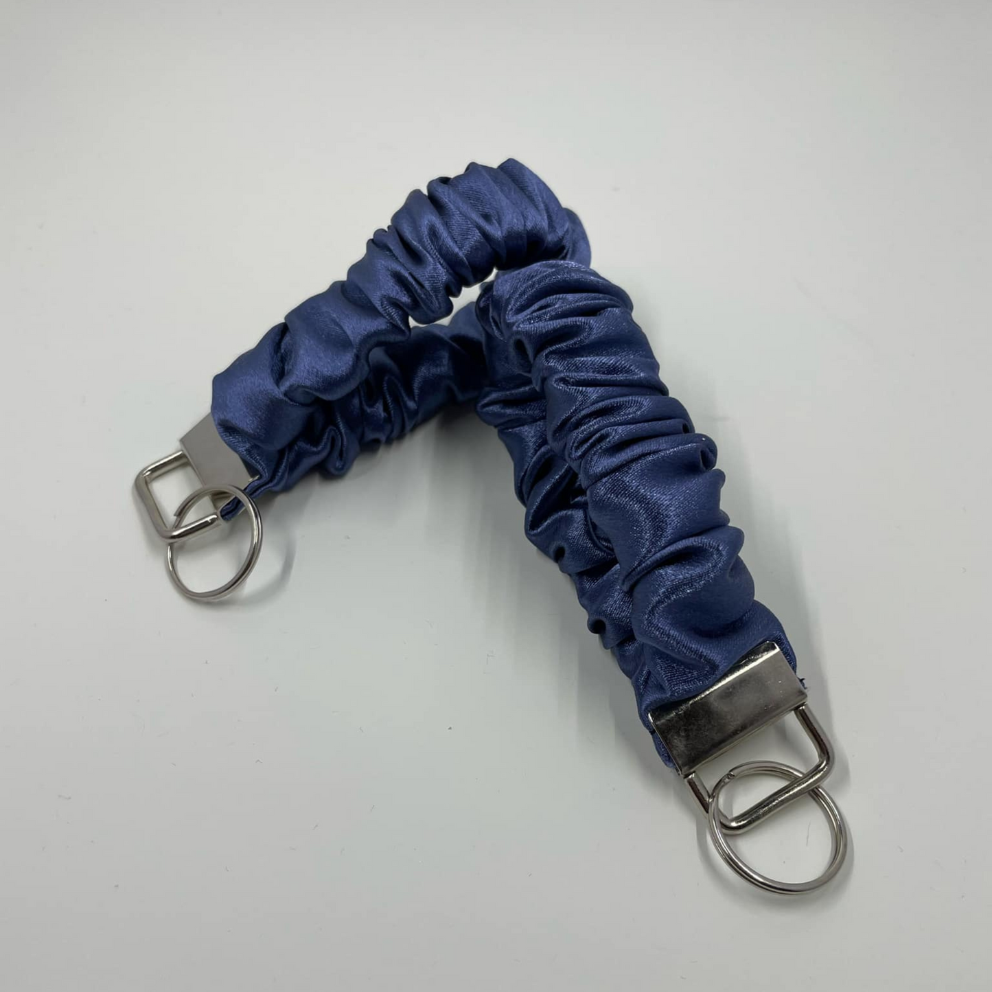 THE MIDNIGHT BLUE SATIN SCRUNCHIE KEYCHAIN